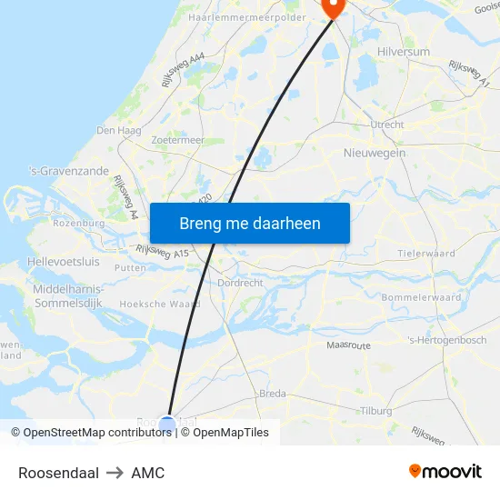 Roosendaal to AMC map