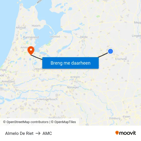 Almelo De Riet to AMC map