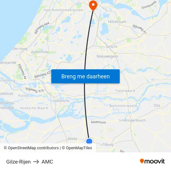 Gilze-Rijen to AMC map