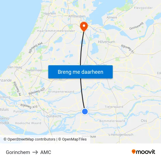 Gorinchem to AMC map