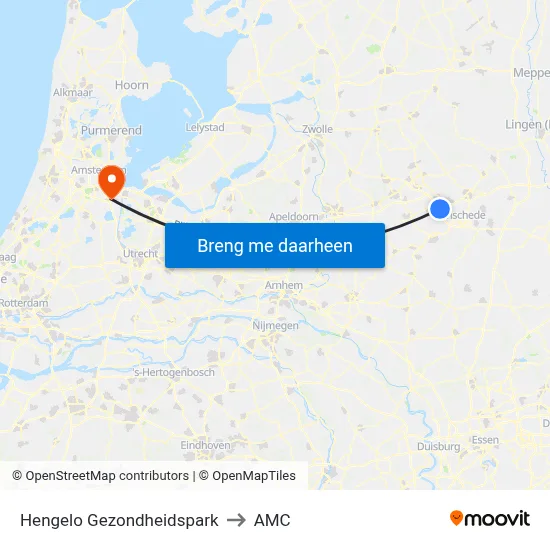 Hengelo Gezondheidspark to AMC map