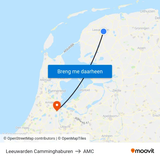 Leeuwarden Camminghaburen to AMC map