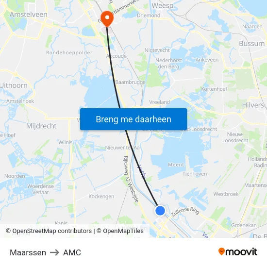 Maarssen to AMC map