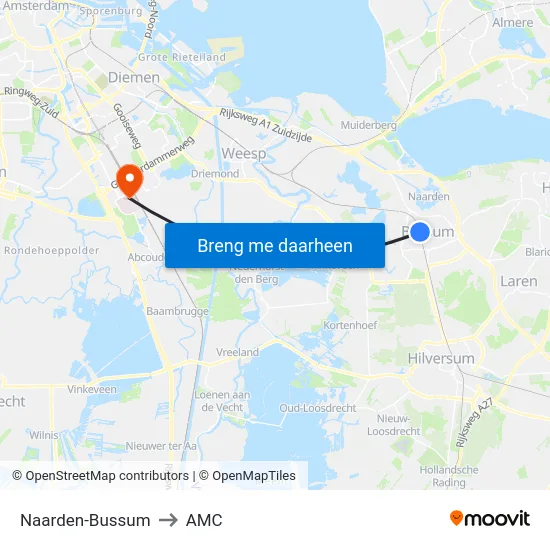 Naarden-Bussum to AMC map