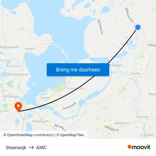 Steenwijk to AMC map