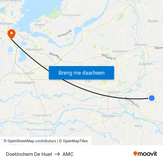 Doetinchem De Huet to AMC map