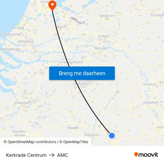 Kerkrade Centrum to AMC map