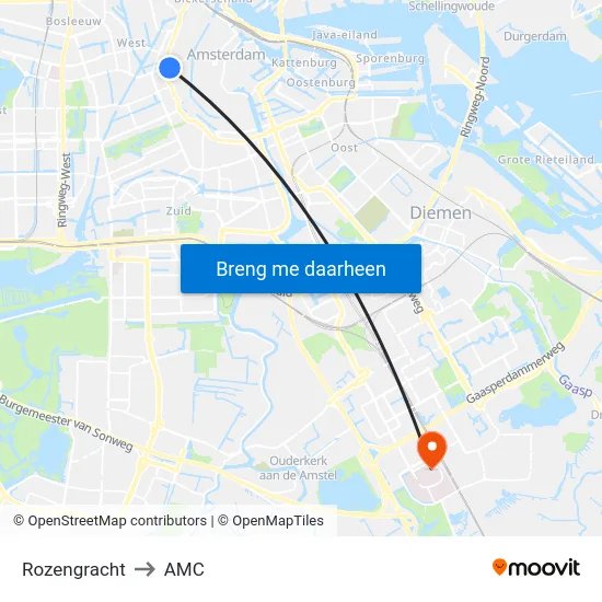 Rozengracht to AMC map