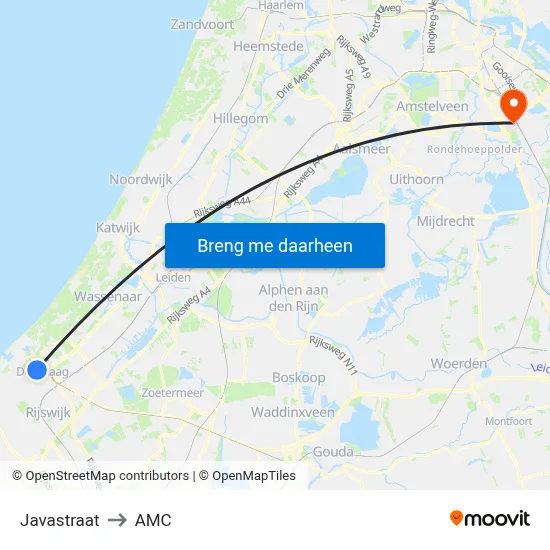 Javastraat to AMC map