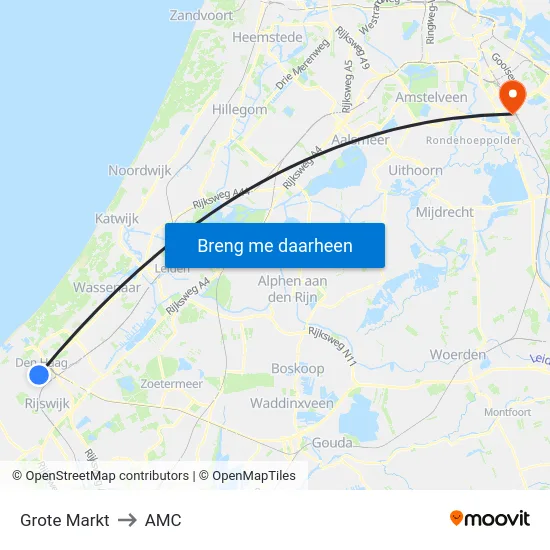 Grote Markt to AMC map