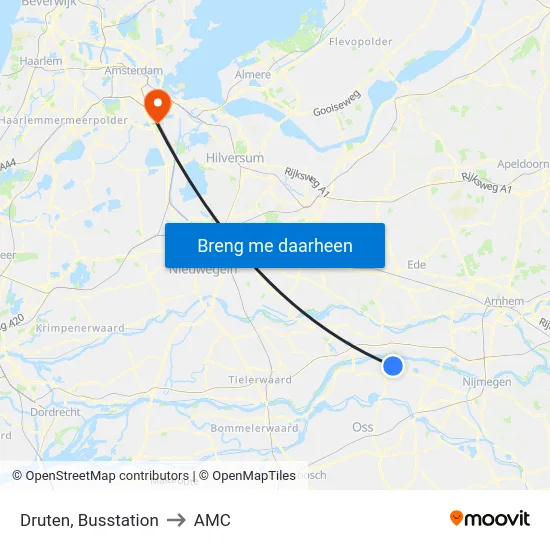 Druten, Busstation to AMC map