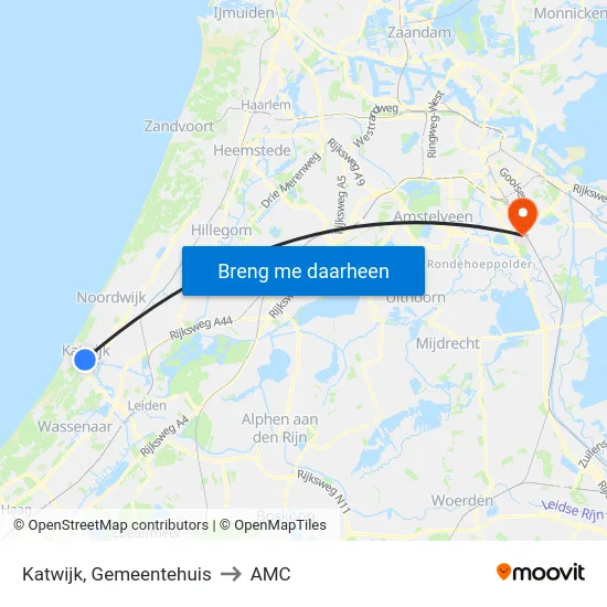 Katwijk, Gemeentehuis to AMC map