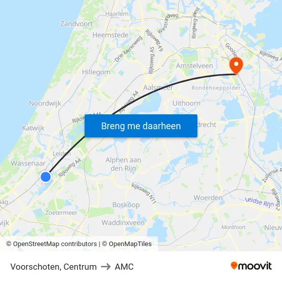 Voorschoten, Centrum to AMC map