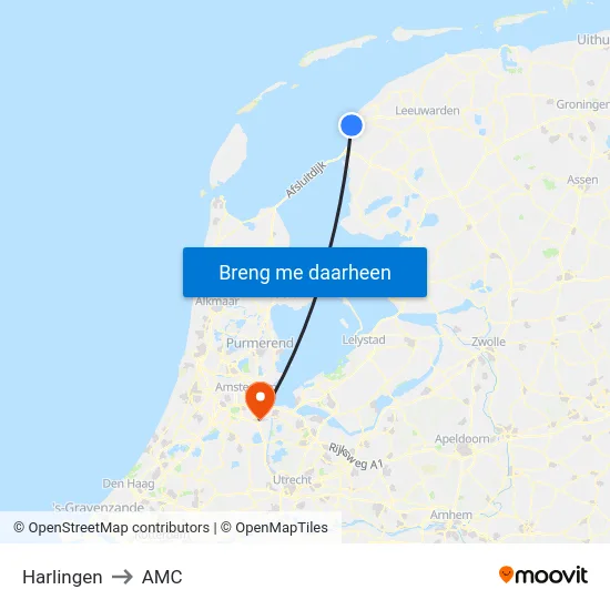 Harlingen to AMC map