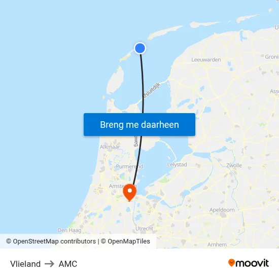 Vlieland to AMC map