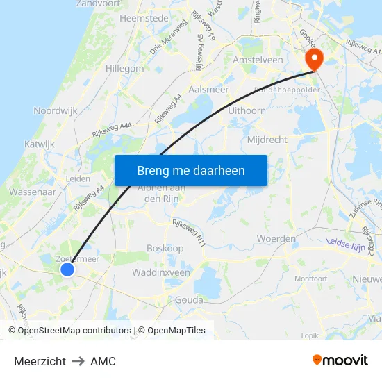 Meerzicht to AMC map