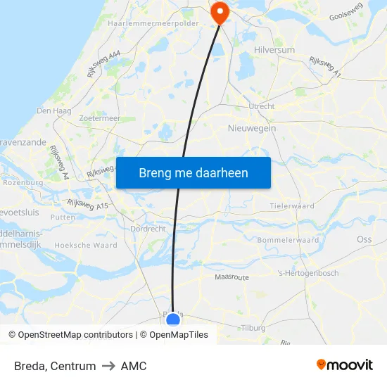 Breda, Centrum to AMC map