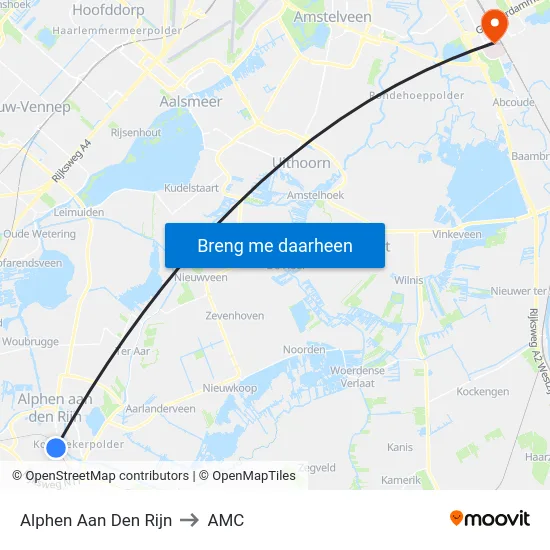 Alphen Aan Den Rijn to AMC map