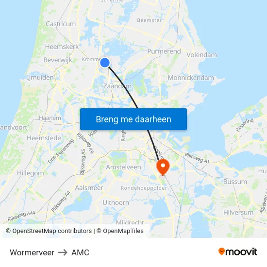 Wormerveer to AMC map