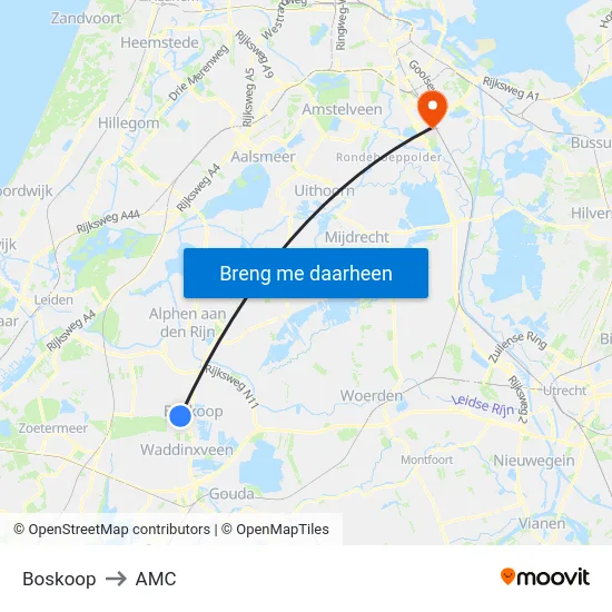 Boskoop to AMC map