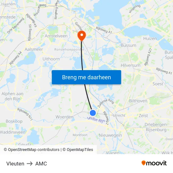 Vleuten to AMC map