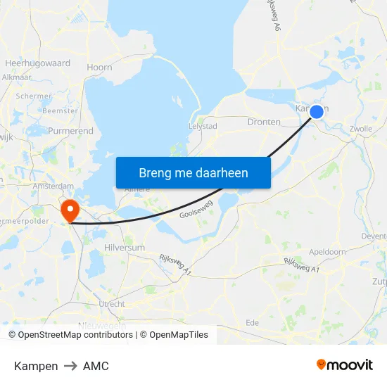 Kampen to AMC map