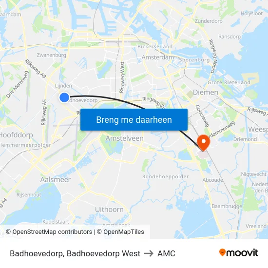 Badhoevedorp, Badhoevedorp West to AMC map
