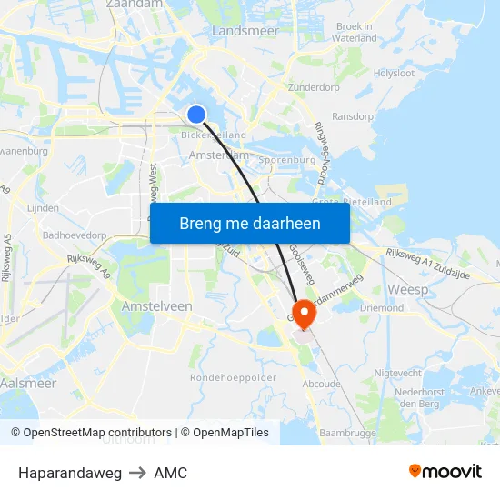 Haparandaweg to AMC map