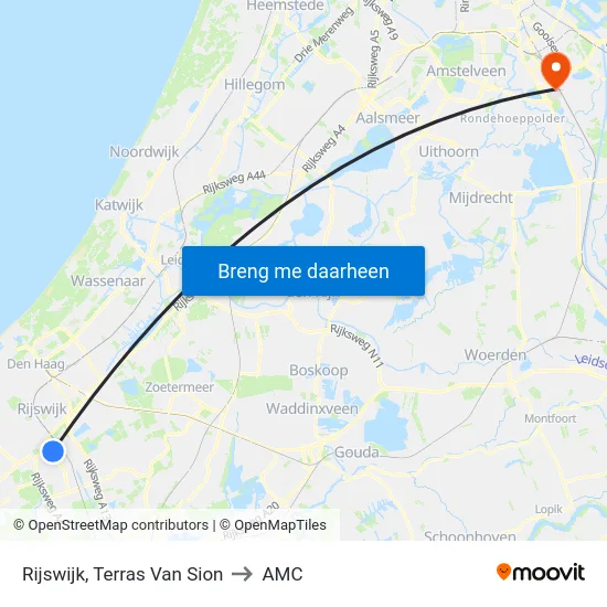 Rijswijk, Terras Van Sion to AMC map