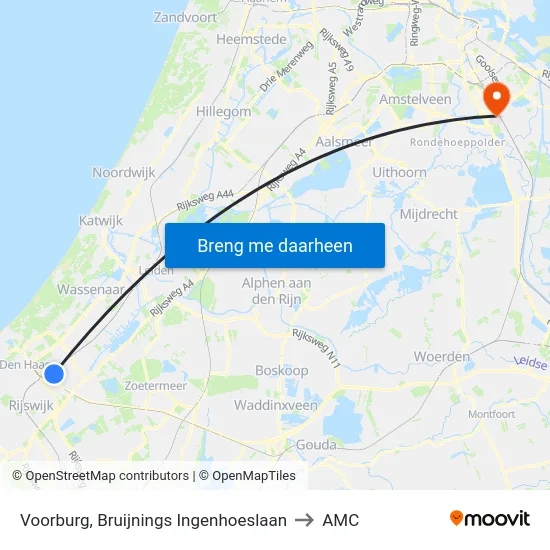 Voorburg, Bruijnings Ingenhoeslaan to AMC map