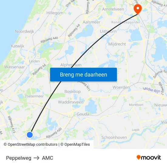 Peppelweg to AMC map