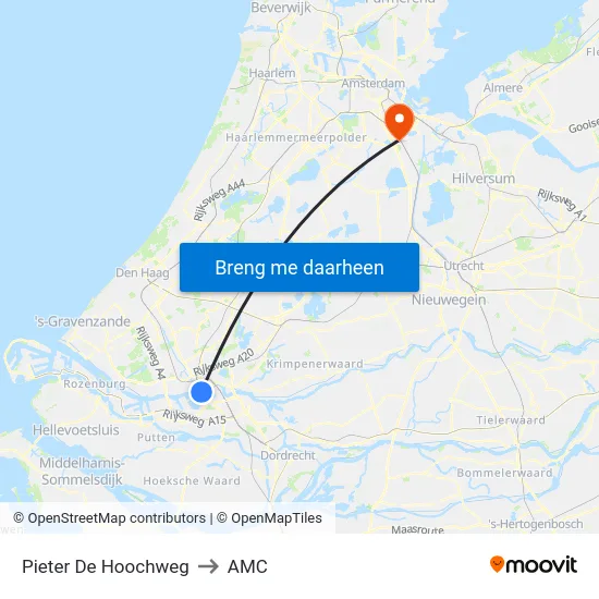 Pieter De Hoochweg to AMC map