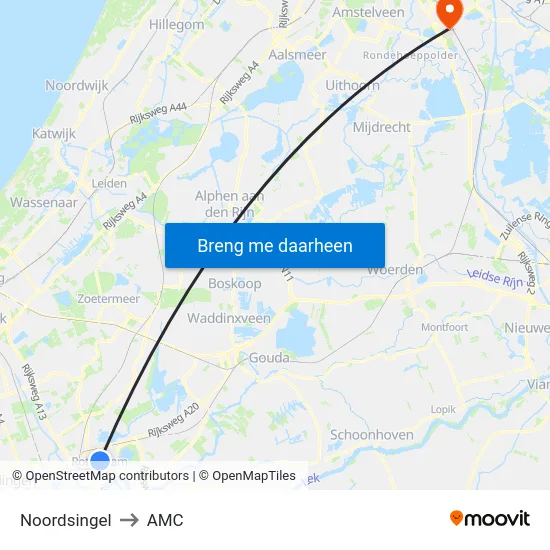 Noordsingel to AMC map