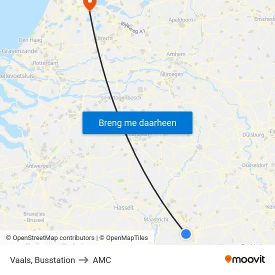 Vaals, Busstation to AMC map