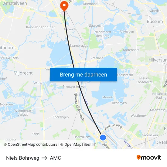 Niels Bohrweg to AMC map