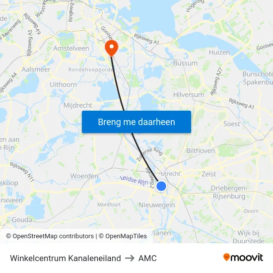 Winkelcentrum Kanaleneiland to AMC map