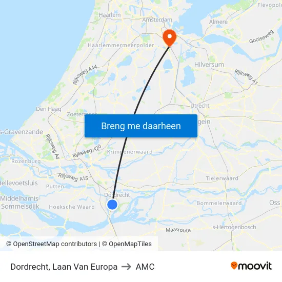 Dordrecht, Laan Van Europa to AMC map