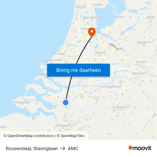 Roosendaal, Staringlaan to AMC map