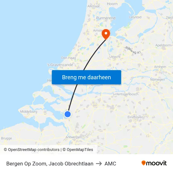 Bergen Op Zoom, Jacob Obrechtlaan to AMC map