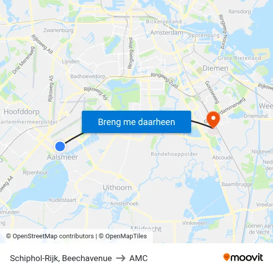 Schiphol-Rijk, Beechavenue to AMC map