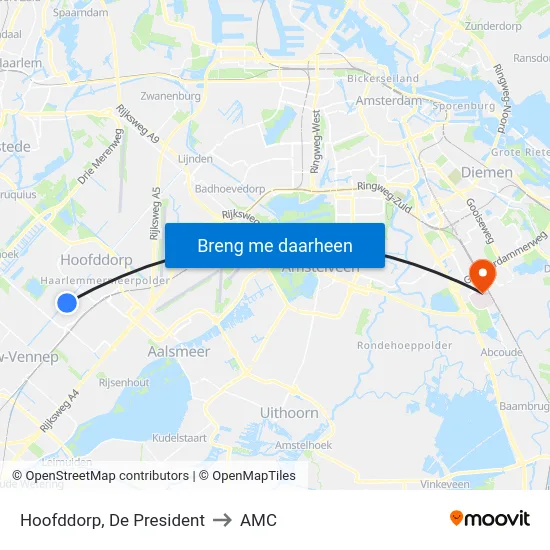 Hoofddorp, De President to AMC map