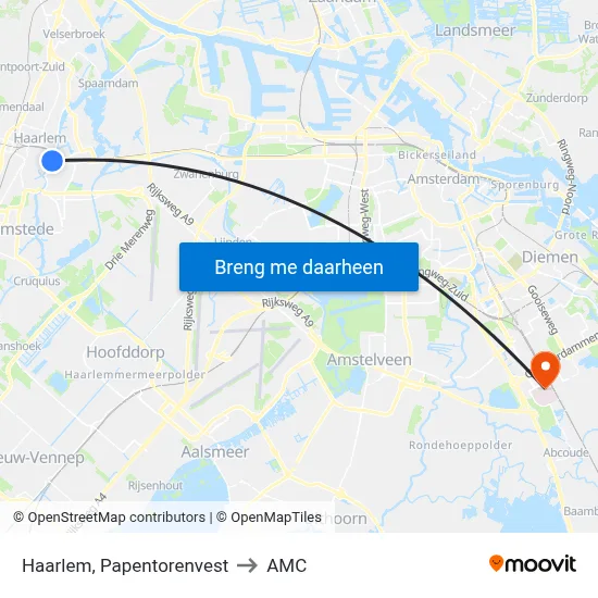 Haarlem, Papentorenvest to AMC map
