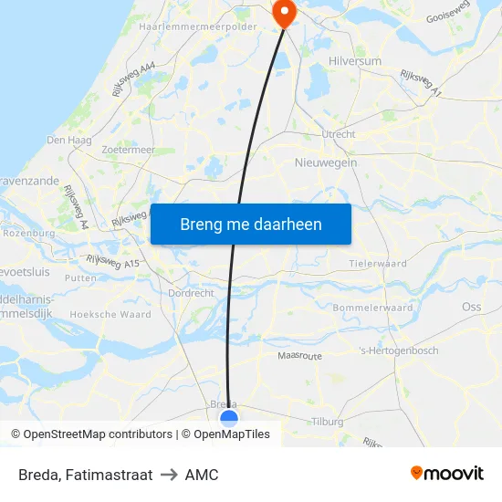 Breda, Fatimastraat to AMC map