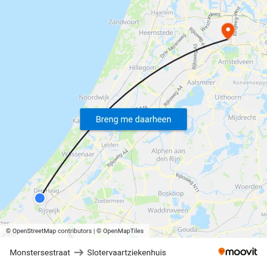 Monstersestraat to Slotervaartziekenhuis map