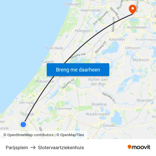 Parijsplein to Slotervaartziekenhuis map
