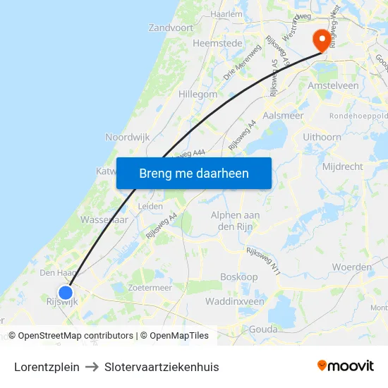 Lorentzplein to Slotervaartziekenhuis map