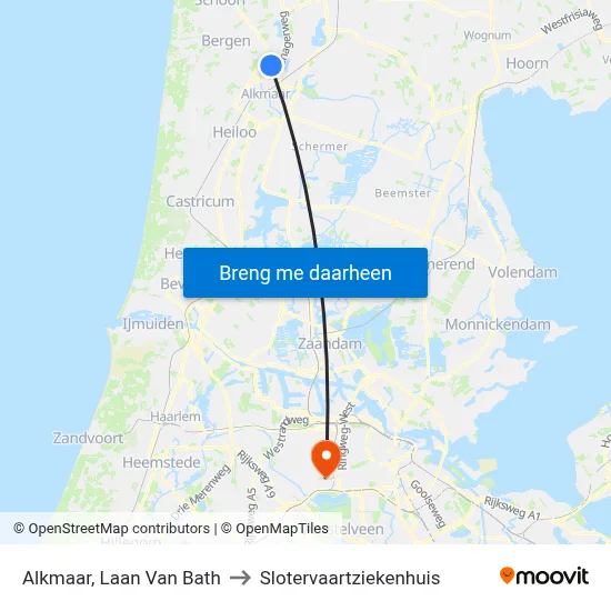 Alkmaar, Laan Van Bath to Slotervaartziekenhuis map