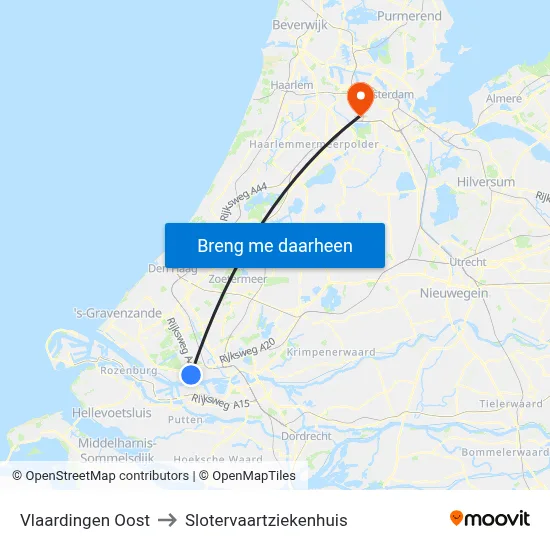 Vlaardingen Oost to Slotervaartziekenhuis map