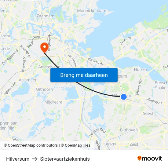 Hilversum to Slotervaartziekenhuis map