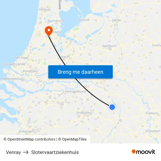 Venray to Slotervaartziekenhuis map